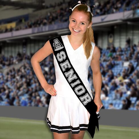 Rhinestonesash Senior Sash Cheer Black - SASHES SASHES Premium Grade - Cheer Squad Supplies in Saudi Arabia