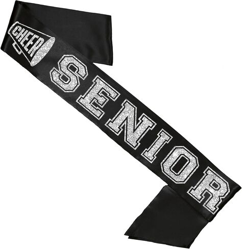 Rhinestonesash Senior Sash Cheer Black - SASHES SASHES Premium Grade - Cheer Squad Supplies in Saudi Arabia