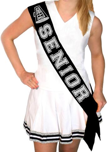 Rhinestonesash Senior Sash Cheer Black - SASHES SASHES Premium Grade - Cheer Squad Supplies in Saudi Arabia