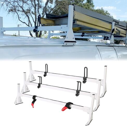 HECASA Roof Racks Compatible with 1996-2023 Chevy Chevrolet Express Fullsize 750 LBS Roof Cargo Rack 59" Van 3 bar Ladder in Saudi Arabia