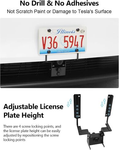 No Drill Tesla Front Lucky Holder Model Y 2020-2024 Model 3 2017-2023 No Andhsives Lucker Plate Bracket Bracket with anti-lock inclipe bracket absities accessories in Kuwait