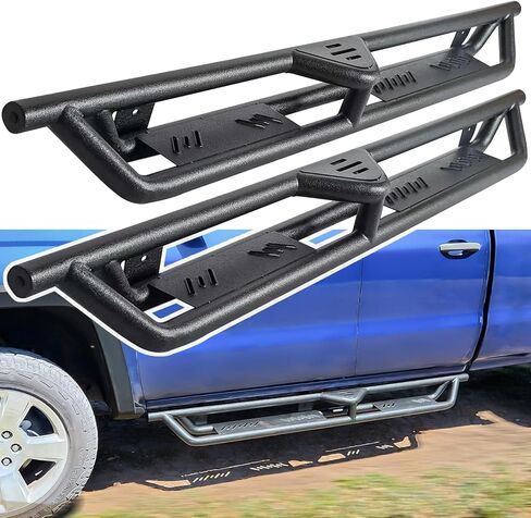 ألواح الجري خطوات إسقاط للفترة 2007-2018 Chevy Silverado/GMC Sierra 1500 ، 2007-2019 Silverado/Sierra 2500HD/3500HD Double/Extended Side Step Step Nerf Bars ، Black Black in Kuwait