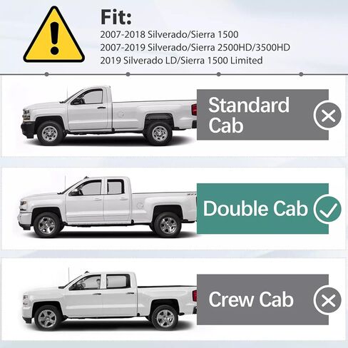 ألواح الجري خطوات إسقاط للفترة 2007-2018 Chevy Silverado/GMC Sierra 1500 ، 2007-2019 Silverado/Sierra 2500HD/3500HD Double/Extended Side Step Step Nerf Bars ، Black Black in Kuwait