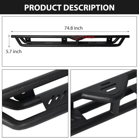 ألواح الجري خطوات إسقاط للفترة 2007-2018 Chevy Silverado/GMC Sierra 1500 ، 2007-2019 Silverado/Sierra 2500HD/3500HD Double/Extended Side Step Step Nerf Bars ، Black Black in Kuwait