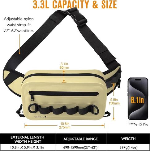 Dovesun Waterproof Fishing Fanny Pack for Men 3.3L Fly Fishing Bag Chest Pack with Airtight Zipper in Kuwait