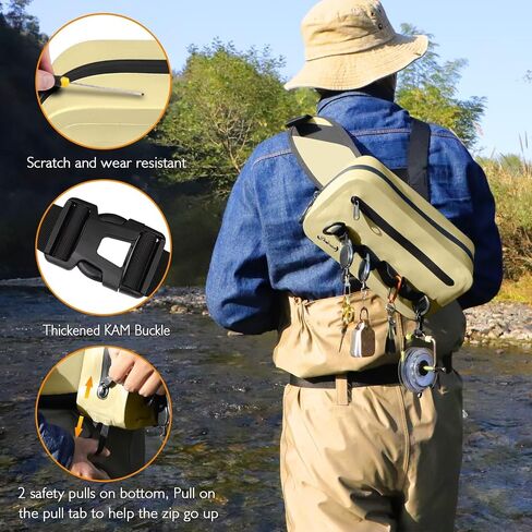 Dovesun Waterproof Fishing Fanny Pack for Men 3.3L Fly Fishing Bag Chest Pack with Airtight Zipper in Kuwait