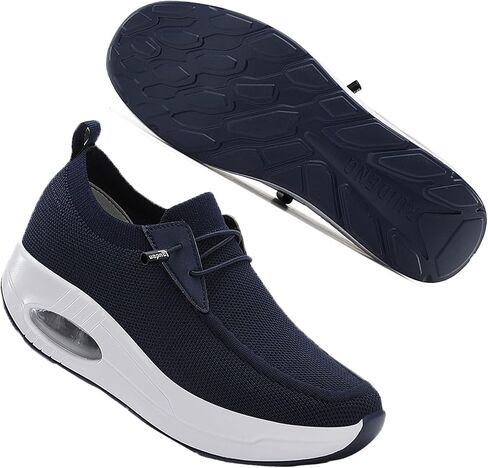 White Women's Slip-on Walking Shoes Mesh Breathe Air Cushion Arch Support Sock Sneakers for Women Ladys Girls Fashion Platform Lightweight Loafers Non-Slip Nursing Work Running Shoes Size11 in Saudi Arabia