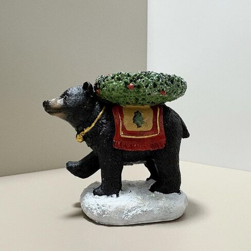 Black Bear Candle Holder – Rustic Hand-Painted Resin Tealight Holder, Sturdy & Fade-Resistant Home Decor for Bedroom, Office & Living Room, Wildlife Gift (Sitting) in Saudi Arabia