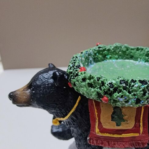 Black Bear Candle Holder – Rustic Hand-Painted Resin Tealight Holder, Sturdy & Fade-Resistant Home Decor for Bedroom, Office & Living Room, Wildlife Gift (Sitting) in Saudi Arabia
