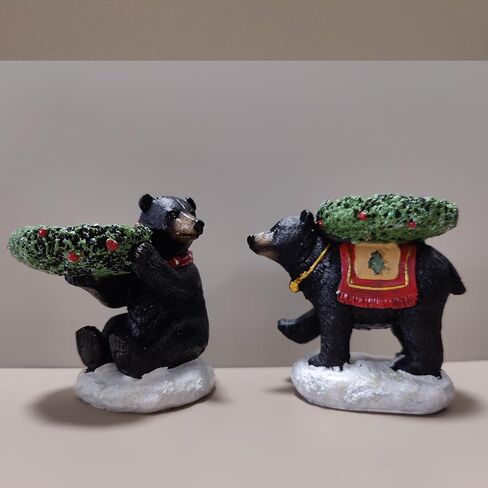 Black Bear Candle Holder – Rustic Hand-Painted Resin Tealight Holder, Sturdy & Fade-Resistant Home Decor for Bedroom, Office & Living Room, Wildlife Gift (Sitting) in Saudi Arabia