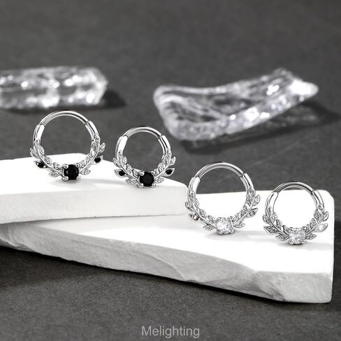 Melighting 16g Vine Septum Ring Jewelry Clear CZ Stainless Steel 316L Daith Earring For Women, Septum Clicker For Men in Saudi Arabia