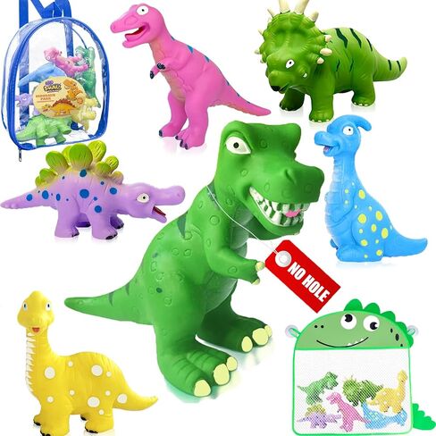 Dinosaurs for Toddlers 1-3 No Hole Dinosaurs Bath Toys for 6-18 Months - 3Pcs Dinosaurs Bath Toys with Storage Bag - Dino Bath Toys 1-4 Year Old Kids Gifts in Saudi Arabia
