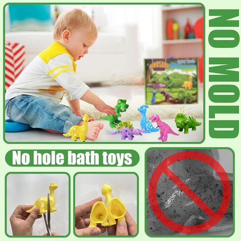 Dinosaurs for Toddlers 1-3 No Hole Dinosaurs Bath Toys for 6-18 Months - 3Pcs Dinosaurs Bath Toys with Storage Bag - Dino Bath Toys 1-4 Year Old Kids Gifts in Saudi Arabia
