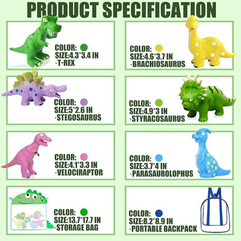 Dinosaurs for Toddlers 1-3 No Hole Dinosaurs Bath Toys for 6-18 Months - 3Pcs Dinosaurs Bath Toys with Storage Bag - Dino Bath Toys 1-4 Year Old Kids Gifts in Saudi Arabia