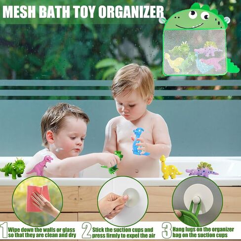 Dinosaurs for Toddlers 1-3 No Hole Dinosaurs Bath Toys for 6-18 Months - 3Pcs Dinosaurs Bath Toys with Storage Bag - Dino Bath Toys 1-4 Year Old Kids Gifts in Saudi Arabia