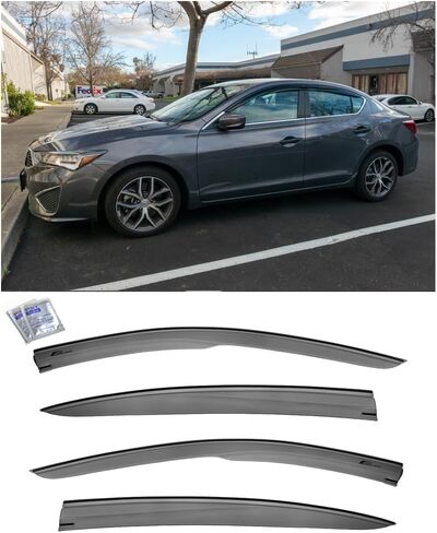 Fits All 2013-2020 Acura ILX | EOS Visors JDM Mugen Style Smoke Tinted Side Vents Window Deflectors Rain Guards DWV-V107 in Saudi Arabia
