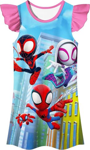 Girls Cartoon Summer Dress Toddler Super Hero Outfit Kids Amazing Clothes for 2-7 Years in Saudi Arabia