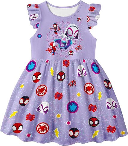 Girls Cartoon Summer Dress Toddler Super Hero Outfit Kids Amazing Clothes for 2-7 Years in Saudi Arabia