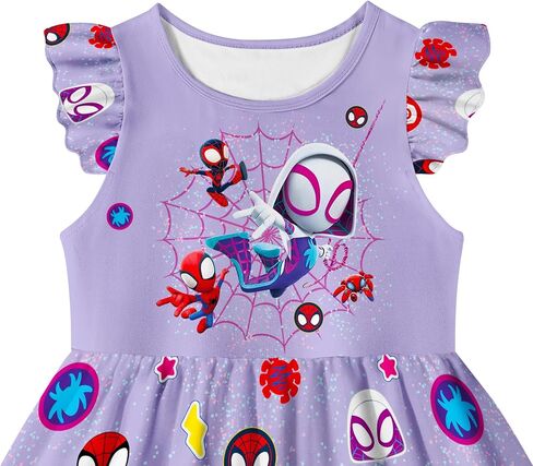 Girls Cartoon Summer Dress Toddler Super Hero Outfit Kids Amazing Clothes for 2-7 Years in Saudi Arabia