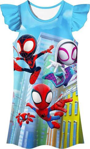 Girls Cartoon Summer Dress Toddler Super Hero Outfit Kids Amazing Clothes for 2-7 Years in Saudi Arabia