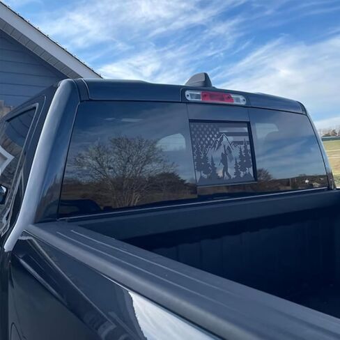 Rear Middle Window Bigfoot American Flag Decal for Truck, Matte Black Flag Decal for Truck, Truck Accessories (Matte Black, for Dodge Ram 2009-2024) in Saudi Arabia