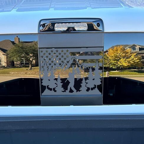 Rear Middle Window Bigfoot American Flag Decal for Truck, Matte Black Flag Decal for Truck, Truck Accessories (Matte Black, for Dodge Ram 2009-2024) in Saudi Arabia