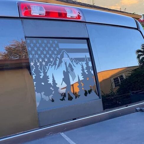 Rear Middle Window Bigfoot American Flag Decal for Truck, Matte Black Flag Decal for Truck, Truck Accessories (Matte Black, for Dodge Ram 2009-2024) in Saudi Arabia