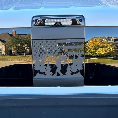 Rear Middle Window Bigfoot American Flag Decal for Truck, Matte Black Flag Decal for Truck, Truck Accessories (Matte Black, for Dodge Ram 2009-2024) in Saudi Arabia