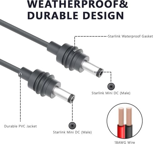 كابل Otpeir Starlink Mini ، 16.4 قدمًا من نوع USB Mini type C إلى DC Cable Cable ، اعمل مع مصدر 100W+ PD ، مدخلات مقاومة للماء USB Type C إلى DC كابل ، 18AWG 5M in Kuwait