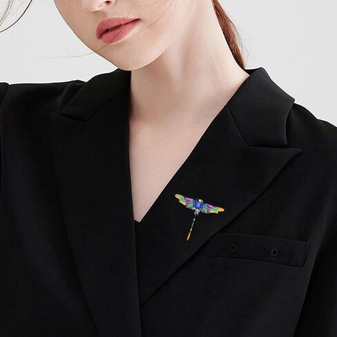 Dragonfly Brooch Rhinestone/Enamel Dragonfly Brooches Lapel Pin for Women Elegant Outfits Dragonfly Jewelry Gifts in Saudi Arabia