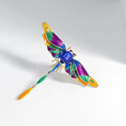 Dragonfly Brooch Rhinestone/Enamel Dragonfly Brooches Lapel Pin for Women Elegant Outfits Dragonfly Jewelry Gifts in Saudi Arabia