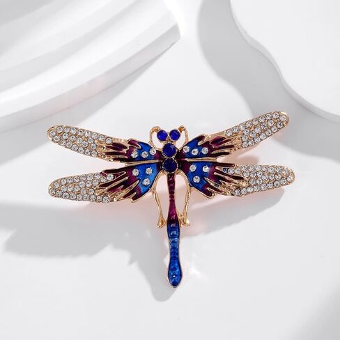Dragonfly Brooch Rhinestone/Enamel Dragonfly Brooches Lapel Pin for Women Elegant Outfits Dragonfly Jewelry Gifts in Saudi Arabia