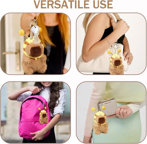 Plush Keychain Capybara Charm for Women Teens & Animal Lovers | for Handbags Purses Backpacks & Car Keys | Birthday Gift in Saudi Arabia