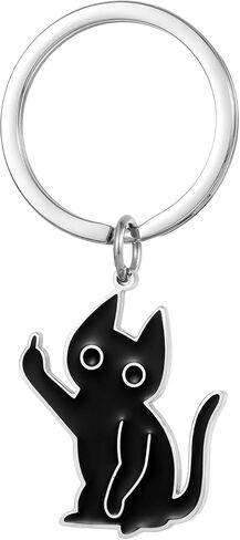 Cute Black Cat Keychain for Women Men Boys Girls Funny Accessories Purse Charms Girlfriend Mom Dad bag handbags in Saudi Arabia