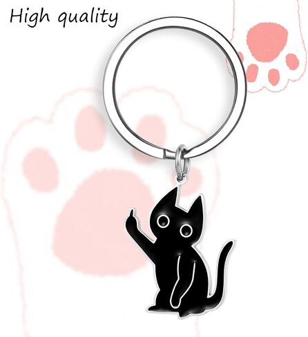 Cute Black Cat Keychain for Women Men Boys Girls Funny Accessories Purse Charms Girlfriend Mom Dad bag handbags in Saudi Arabia