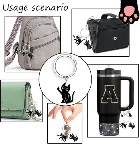 Cute Black Cat Keychain for Women Men Boys Girls Funny Accessories Purse Charms Girlfriend Mom Dad bag handbags in Saudi Arabia