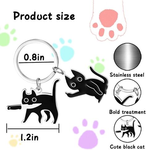 Cute Black Cat Keychain for Women Men Boys Girls Funny Accessories Purse Charms Girlfriend Mom Dad bag handbags in Saudi Arabia