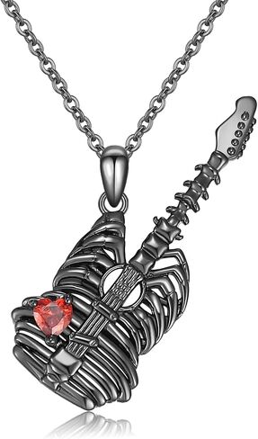 OHAYOO Guitar Pick Necklace Sterling Silver Music Guitar Pendant Necklace Emo Jewelry Cool Guitar Gift for Music Lovers Men Women in Kuwait