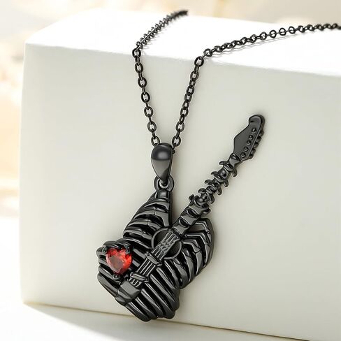 OHAYOO Guitar Pick Necklace Sterling Silver Music Guitar Pendant Necklace Emo Jewelry Cool Guitar Gift for Music Lovers Men Women in Kuwait