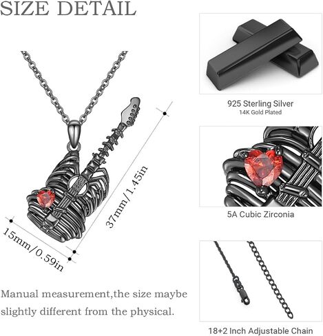 OHAYOO Guitar Pick Necklace Sterling Silver Music Guitar Pendant Necklace Emo Jewelry Cool Guitar Gift for Music Lovers Men Women in Kuwait