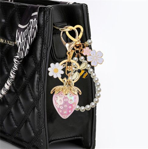 Dreuyet 2pcs مفاتيح المفاتيح مع Daisy Flower Pearl Charm Keychain Women Women Presitories Giftlibery Gift in Saudi Arabia