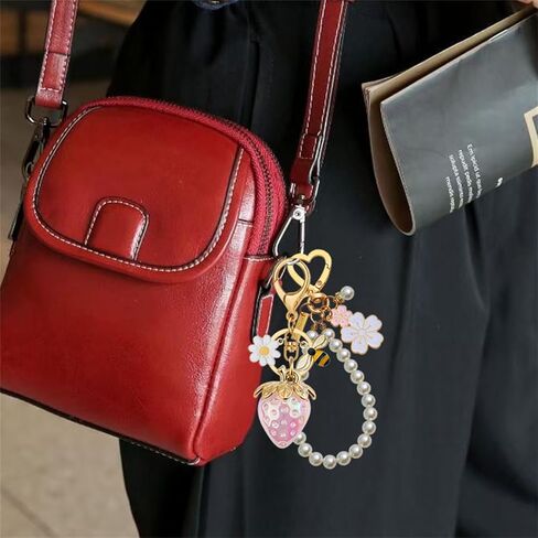 Dreuyet 2pcs مفاتيح المفاتيح مع Daisy Flower Pearl Charm Keychain Women Women Presitories Giftlibery Gift in Saudi Arabia