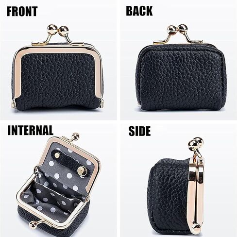 2025 New Genuine Leather Mini Jewelry Box for Women - Vintage Kiss Lock Travel Jewelry Case Organizer, Portable Tiny Jewelry Pouch for Earrings, Rings, Necklace (Green) in Kuwait