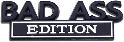 Car Bad Ass Edition Emblem ، Fender Fender Badge Decal Sticker مع مادة لاصقة 3M ، وملحقات السيارات بديلة متوافقة مع شاحنة سيارات الدفع الرباعي للدراجات النارية (بالأبيض والأسود) in Kuwait