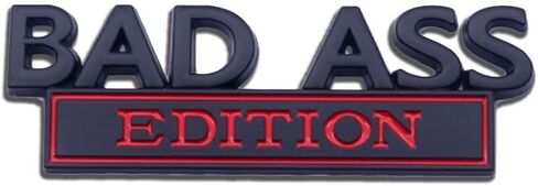 Car Bad Ass Edition Emblem ، Fender Fender Badge Decal Sticker مع مادة لاصقة 3M ، وملحقات السيارات بديلة متوافقة مع شاحنة سيارات الدفع الرباعي للدراجات النارية (بالأبيض والأسود) in Kuwait