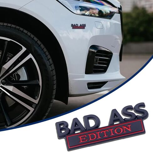 Car Bad Ass Edition Emblem ، Fender Fender Badge Decal Sticker مع مادة لاصقة 3M ، وملحقات السيارات بديلة متوافقة مع شاحنة سيارات الدفع الرباعي للدراجات النارية (بالأبيض والأسود) in Kuwait