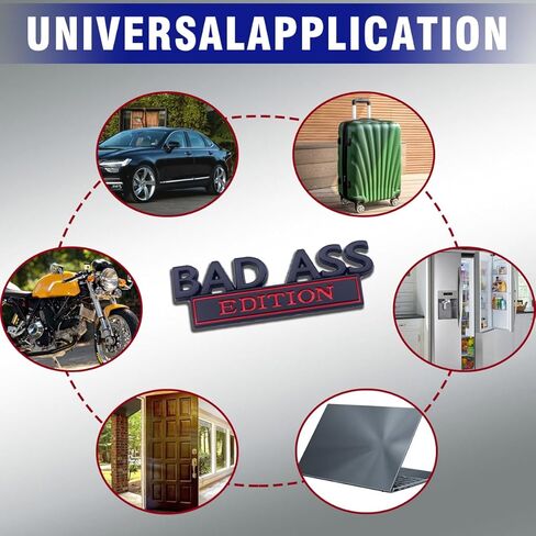 Car Bad Ass Edition Emblem ، Fender Fender Badge Decal Sticker مع مادة لاصقة 3M ، وملحقات السيارات بديلة متوافقة مع شاحنة سيارات الدفع الرباعي للدراجات النارية (بالأبيض والأسود) in Kuwait