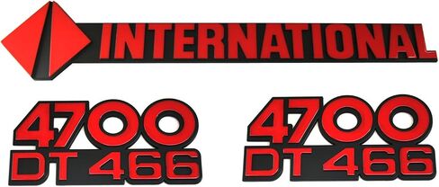 3Pcs Set International 4700 DT466 Emblems Side and Front Badge Logo Replacement for International Truck (Red) in Saudi Arabia