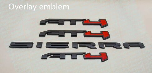 4 PCS KITS AT4 Overlay Emblem Badge Standge Sierra استبدال 2019-2024 Sierra 1500 (Matte Black Red) in Saudi Arabia