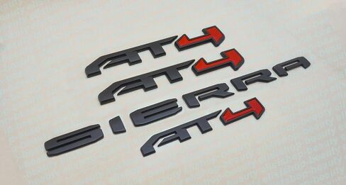 4 PCS KITS AT4 Overlay Emblem Badge Standge Sierra استبدال 2019-2024 Sierra 1500 (Matte Black Red) in Saudi Arabia